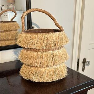 Natural Woven Purse with Fringe